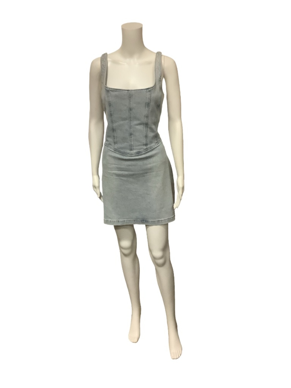 Show Me Your MUMU Square-Neck Jean Dress Size: L